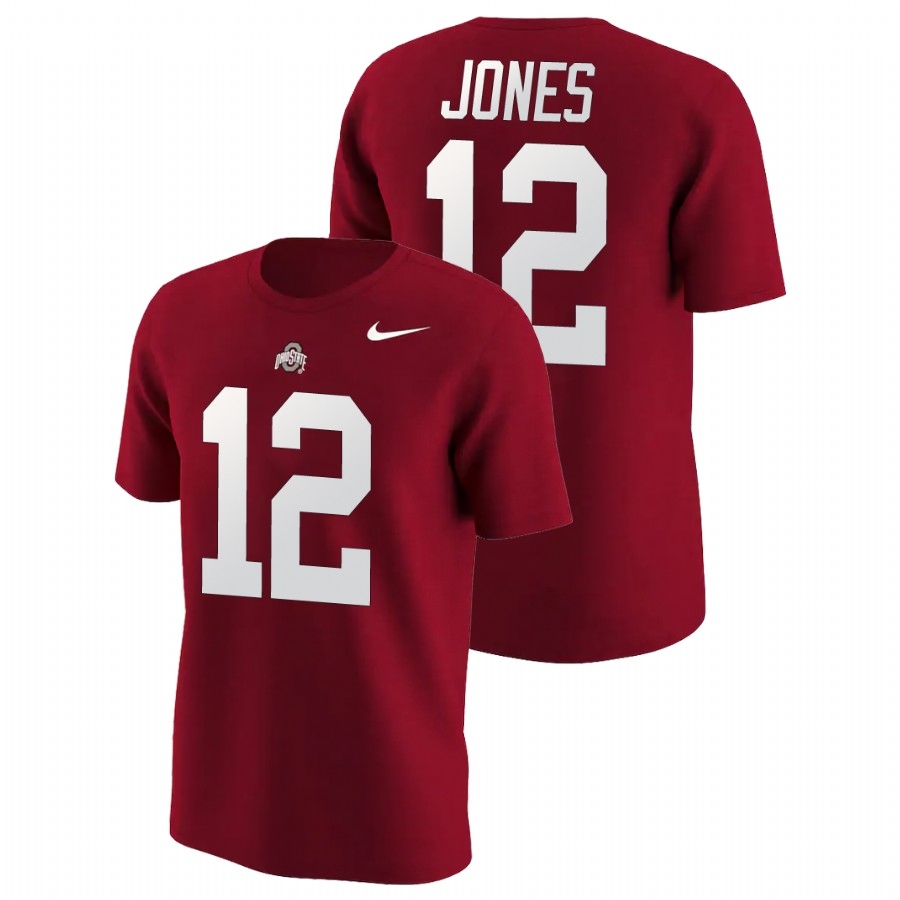 Ohio State Buckeyes Men's NCAA Cardale Jones #12 Scarlet Name & Number College Football T-Shirt VME1349CA